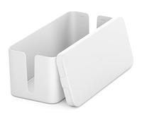 deleyCON Caja para Gestionar Caja Organizadora de Cables 32,7cm x 13,5cm x 12,5cm Plástico Robusto 2 Guías de Cables Protección y Seguridad Blanco