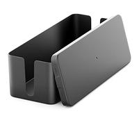 deleyCON Caja para Gestionar Caja Organizadora de Cables 40,5cm x 15,3cm x 13cm Plástico Robusto 2 Guías de Cables Protección y Seguridad Negro