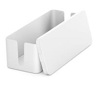 deleyCON Caja para Gestionar Caja Organizadora de Cables 40,5cm x 15,3cm x 13cm Plástico Robusto 2 Guías de Cables Protección y Seguridad Blanco