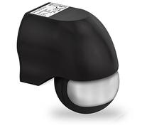 deleyCON Sensor de Movimiento Infrarrojo de Superficie 180°, 1 Ud. Negro | Montaje en pared para interiores y exteriores, resistente a salpicaduras, giratorio, inclinable, alcance de 12 m