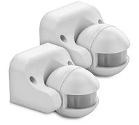 deleyCON Sensor de Movimiento Infrarrojo de Superficie 180°, 2 Uds. Blanco | Montaje en pared para interiores y exteriores, resistente a salpicaduras, inclinable, alcance de 12 m