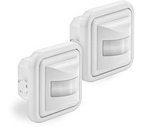 deleyCON Sensor de Movimiento Infrarrojo Empotrable 160°, 2 Uds. - Blanco | Montaje en pared para uso en interiores, control de luz, alcance de 9 m, sensor de luz integrado