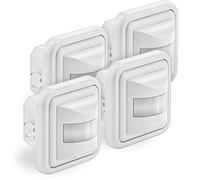 deleyCON Sensor de Movimiento Infrarrojo Empotrable 160°, 4 Uds. - Blanco | Montaje en pared para uso en interiores, control de luz, alcance de 9 m, sensor de luz integrado