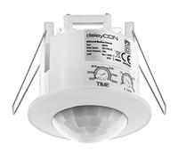 deleyCON Sensor de Movimiento Infrarrojo Empotrable 360°, 1 Ud. - Blanco | Lámpara de techo para uso interior, control de luz, alcance de 6 m, sensor de luz integrado