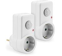deleyCON Sensor de Movimiento Infrarrojo para Enchufe 120°, 2 Uds. - Blanco | Para enchufes de interior, control de luz, alcance de 9 m, sensor de luz integrado