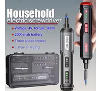 DELI-Juego de Mini destornilladores eléctricos, Kit de herramientas de reparación de torsión de desmontaje multifunción, taladro eléctrico inalámbrico para el hogar DCS166SET1