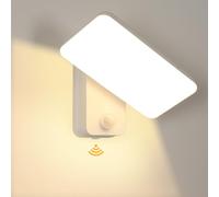 DELIPOP 16W Apliques Pared Interior Exterior con Sensor de Movimiento, 350°Rotación Moderno Lámpara de Pared Ip65, 3000K Blanco Cálido Focos LED Exterior Blanco para Entrada Jardines Balcones Sala