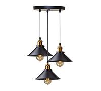 DELIPOP 3 Luces Lámpara Colgante Industrial Vintage, diseño Edison de metal, Metal Negro Lámparas de Araña Colgantes, E27 Iluminación de Techo Para Cocina, Comedor, Dormitorio, Café