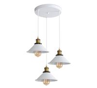 DELIPOP 3 Luces Lámpara Colgante Vintage 22cm, Lámparas de Techo Retro de Metal Estilo Edison, Industrial E27 Iluminación para Cocina, Comedor, Dormitorio, Café, Blanco