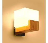 DELIPOP Aplique de Pared de Madera Vintage, Lámpara de Pared Interior E27 | Creativo Cuadrado Moderno Luz de Pared para Sala de Estar, Dormitorio, Pasillo