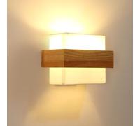 DELIPOP Aplique de Pared de Tela, Lámpara de Pared Vintage Madera E27, Iluminación Interior para Sala de Estar, Dormitorio, Escalera, Pasillo