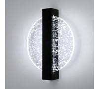 DELIPOP Aplique de Pared Interior LED, 12W Diseño Redondo Lámpara de Pared Modernas en Acrílico, 6500K Luz Fría Negro Iluminación Interior para Dormitorio, Sala de Estar, Habitación, Pasillo, Escalera