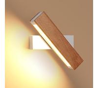 DELIPOP Aplique de pared Madera, 360° Giratoria Lámpara de Pared LED 3000K