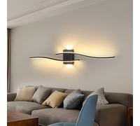 DELIPOP Aplique Pared Interior, 27W Largo Lámpara de Pared LED Moderna, Negro Iluminación para Salón Dormitorio Pasillo Estudio, Blanco Cálido 3000K