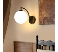 DELIPOP Aplique Pared Interior Negro, E27 Lámpara de pared Vintage con Pantalla de Cristal, Industrial Iluminación Interior para Salón, Dormitorio, Escalera, Pasillo
