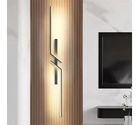 DELIPOP Lampara de Pared Interior LED, 24W Apliques Pared Dormitorio Moderna, Negro Iluminación para Sala de Estar Dormitorio Escaleras Pasillo, Blanco Cálido 3000K