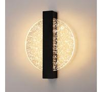 DELIPOP Lámpara de Pared LED, 12W Diseño Redondo Aplique Pared Interior LED Moderna en Acrílico, 3000K Luz Cálida Negro Iluminación Interior para Salón Pasillo Escaleras Dormitorio