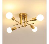DELIPOP Lampara de Techo Industrial, 4 Luces E27 Plafon de Techo Dorada