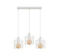 DELIPOP Lámparas Colgante Vintage 3 Luces, Lámparas de Techo Industrial Metal, Iluminación de Techo E27 en Estilo Jaula Geométrica Para Cocina Comedor Sala de estar, Blanco