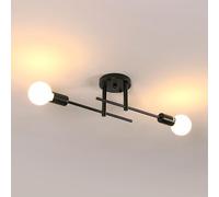 DELIPOP Lamparas de Techo Vintage, 2 Luces E27 Negro Plafon de Tech