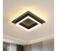 DELIPOP Moderna Lámpara de Techo LED, 30W 3375LM Plafon LED Techo Cuadrado Acrílico Blanco Cálido 3000K, Iluminación Interior 30cm para Salón Dormitorio Cocina Pasillo, Negro