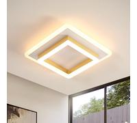 DELIPOP Plafon LED Moderna, Lámparas de Techo Cuadrado 30W 3375LM, Luz de Techo de Acrílico para Dormitorio, Sala de Estar, Comedor, Luz Cálida de 3000K, Dia 30cm, Oro