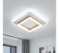 DELIPOP Plafon LED Techo, 30W 3375LM Moderna Lámpara de Techo LED, Cuadrada Luz de Techo Dorada para Corredor Cocina Sala de Estar Dormitorio Pasillo, Blanco Frío 6500K