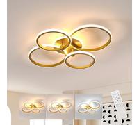 DELIPOP Plafón LED Techo 39W 4500LM, Oro Luz de Techo Regulable 3000-6500K