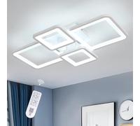 DELIPOP Plafon LED Techo Regulable Moderno, 54W 5780M Lámpara de Techo LED con Mando a Distancia 3000K-6500K, 4 Cuadrado Blanco Luz de Techo para Salón Dormitorio Comedor Cocina