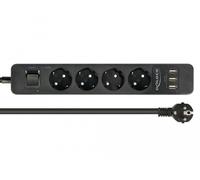 Delock 11209 base múltiple 1,5 m 4 salidas ac interior negro