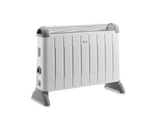 De'Longhi Convector Eléctrico - Calefactor Ligero para Estancias hasta 60 m³, Selector con 2 Niveles de Potencia, Asas, Calefacción Personalizada, Termostato de Seguridad, 2000W, Blanco/Gris (HCM2030)
