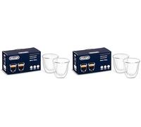 De'Longhi Juego de 2 vasos de Vidrio templado de espresso DLSC310 de doble pared, 2 piezas (paquete de 2)