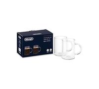 De'Longhi Juego de vasos para café largo americano, taza resistente de vidrio borosilicato, cómodo de mantener, lavable en lavavajillas, capacidad 250 ml, DLSC320