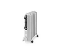 De'Longhi Radia S - Radiador de Aceite para Estancias de Hasta 60 m³, Calefactor Eléctrico con Termostato de Seguridad, 9 Aletas, Función Antiheladas, Portátil, 2000W, Blanco (TRRS0920)
