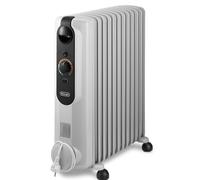 De'Longhi RadiaS Easytronic TRRS1225, Radiador Eléctrico de Aceite nergética, 12 Aletas, Habitaciones hasta 75m³, 3 Niveles, Termostato de Seguridad, Función Antihelada, Gris