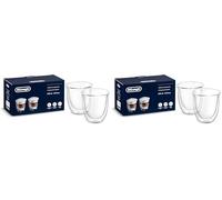 De'Longhi vidrio térmico Juego de capuchinos de doble pared DLSC311, 2 piezas (1 paquete), transparente (Paquete de 2)