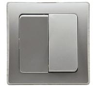 Delphi - Interruptor de Pared con Marco de 250 V/10 A, empotrable, Color Plateado y Gris