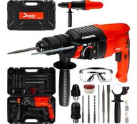 DELPHI Martillo Perforador SDS Plus SET - Taladro Percutor SDS 6/8/10mm 800W/2600W 4J 4000/min - Taladrar Martillo de Impacto Mango Adicional 4 Modos,15 Accesorios en Maletín de Herramientas