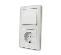 Delphi - Toma de Corriente con Interruptor de luz, Marco Doble, 230 V, combinación de 2 vías, con Interruptor de Cambio, Marco cómodo, Conector de sujeción