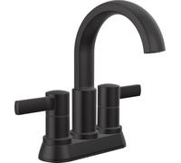 Delta Albion 25855LF-BL - Grifo de baño con 2 asas, grifo de lavabo de baño Delta Centerset de metal, caudal de 1,2 GPM, negro mate