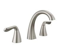 Delta Arvo 35840LF-SP - Grifo de níquel cepillado de 3 agujeros, 30 cm, para lavabo de baño, amplio alcance, para tocador, montaje de drenaje extraíble al presionar, Spotshield de acero inoxidable
