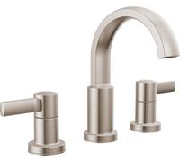 Delta Faucet Albion - Grifo de baño generalizado de 3 agujeros, grifo de lavabo de baño de níquel cepillado, grifo de baño de 2 manijas, montaje de drenaje de metal push-pop, níquel cepillado