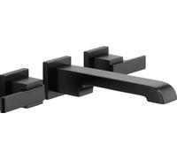 Delta Faucet Ara Grifo de montaje en pared, negro mate, grifo de baño de montaje en pared, grifo de baño de 3 agujeros, grifo de baño generalizado, negro mate T3567LF-BLWL