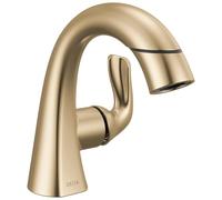 Delta Faucet Arvo 115840LF-CZPD - Grifo de baño extraíble de un solo agujero, grifo de baño dorado con pulverizador extraíble, grifo de baño de una sola manija, bronce champán