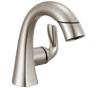 Delta Faucet Arvo 115840LF-SPPD - Grifo de Lavabo Extraíble de un Solo Agujero, Níquel Cepillado, Grifo de Baño con Pulverizador Extraíble, Grifo de Baño de una Sola Manija, Níquel SpotShield