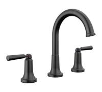 Delta Faucet Saylor - Grifo de baño negro generalizado de 3 agujeros, grifos de baño negro mate, grifo de fregadero de baño con tecnología Diamond Seal, montaje de drenaje de metal, negro mate