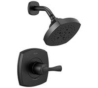 Delta Faucet Stryke Serie 14 - Grifo de ducha de una sola función, kit de molduras de ducha, cabezal de ducha H2Okinetic de un solo pulverizador, negro mate T14276-BL (válvula no incluida)