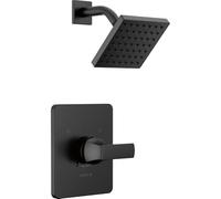 Delta Faucet Velum 14 Series - Juego de grifo de ducha negro de una sola función, kit de moldura de válvula, mango de ducha, kit de moldura de ducha Delta T14237-BL (válvula no incluida)