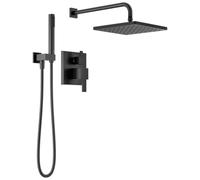 Delta Modern 14 Series - Juego de grifo cuadrado de ducha tipo lluvia, cabezal de ducha y mango negro mate, kit de ajuste de válvula, 10 pulgadas, negro mate T342701-BL (válvula no incluida)