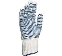Delta plus guantes textil - Guante tricotado poliester algodón blanco+pvc azul talla 7